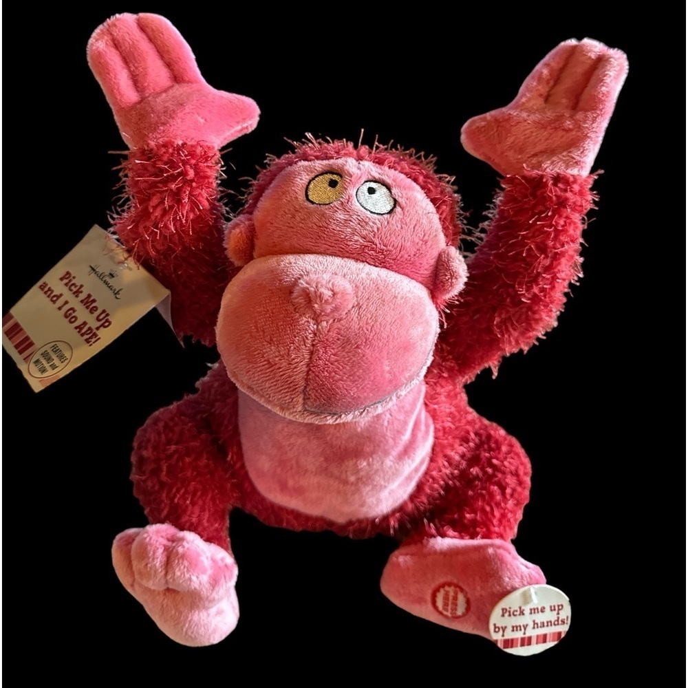 Vintage Hallmark Pink Ape-Sound/ Motion/Video shows reaction to pressing on foot